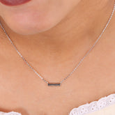 Silver Bar Plate Pendant With Chain